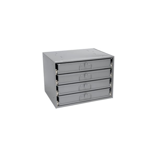 Durham Steel Compartment Box Rack Heavy Duty Bearing 20 x 15-3/4 x 15 with 4 of 24-Compartment Boxes